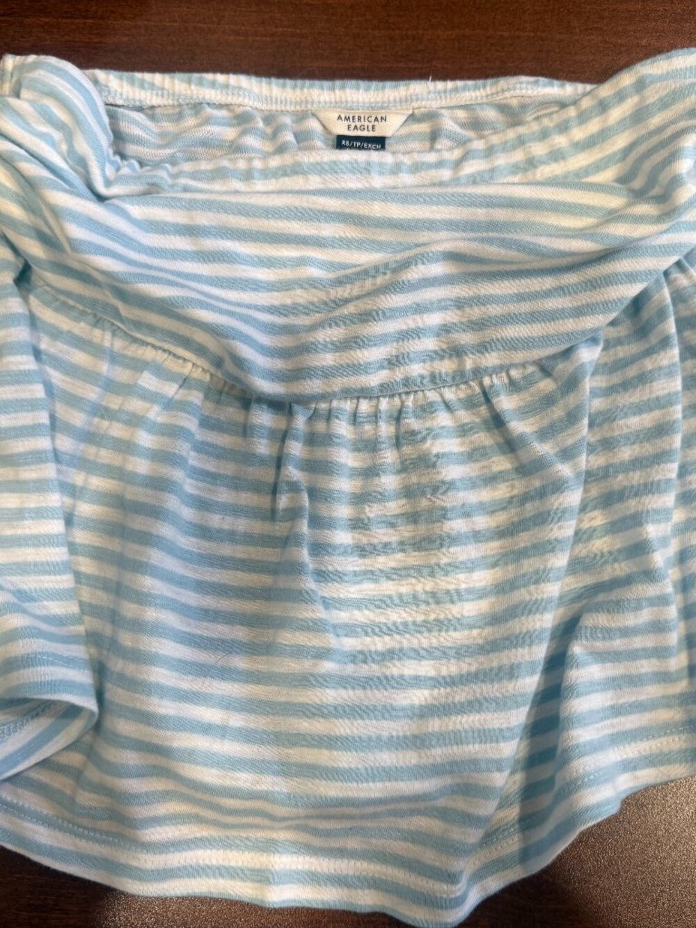 XS blue/white striped American Eagle crop top
